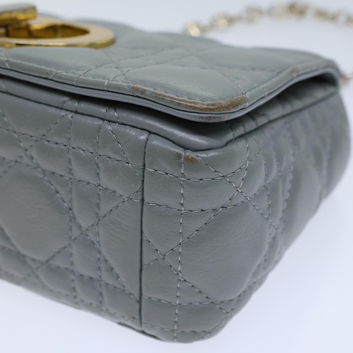 Dior Caro Grey Leather Shoulder Bag (Pre-Owned) Size ONE SIZE - 8 Thumbnail