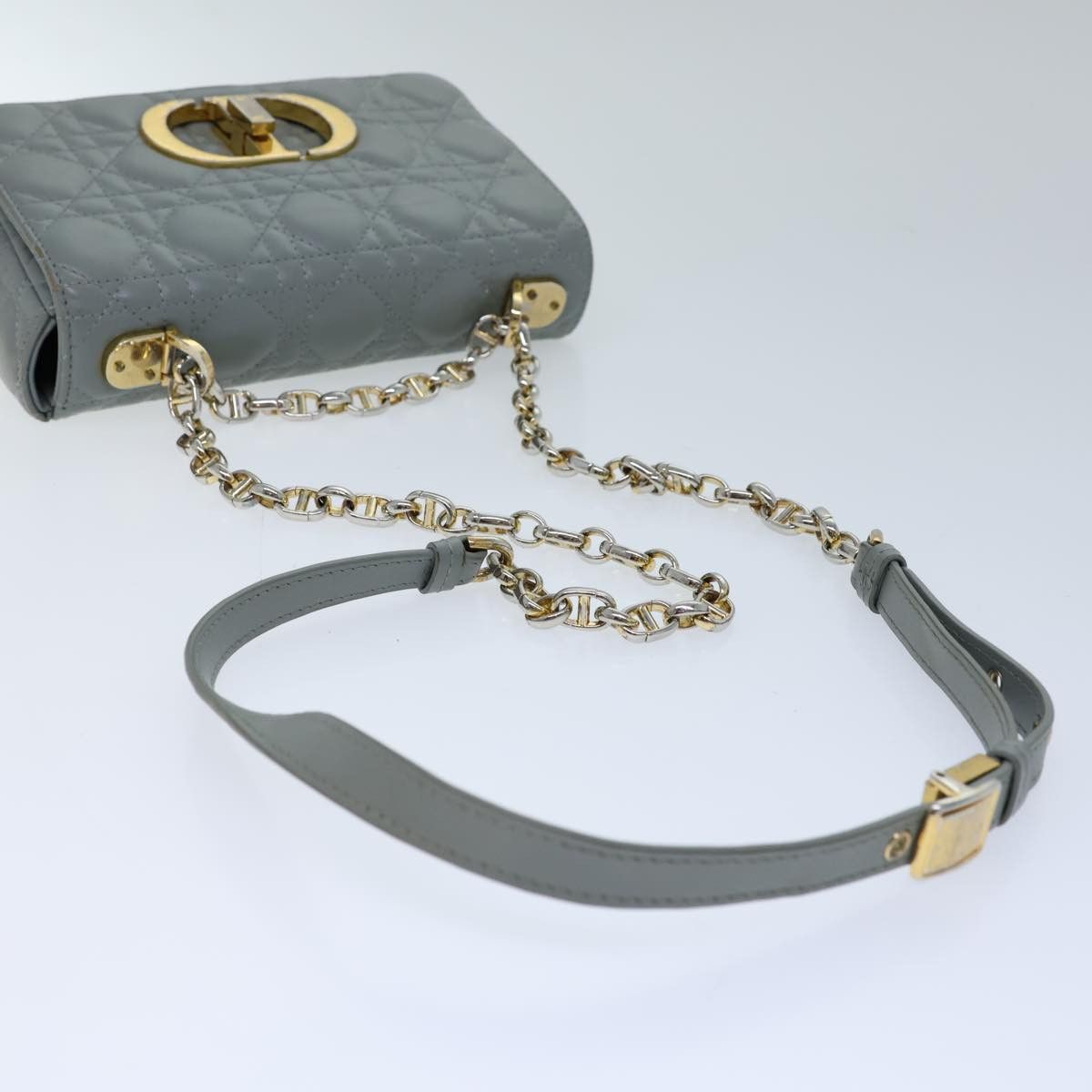 Dior Caro Grey Leather Shoulder Bag (Pre-Owned) Size ONE SIZE - 4 Thumbnail