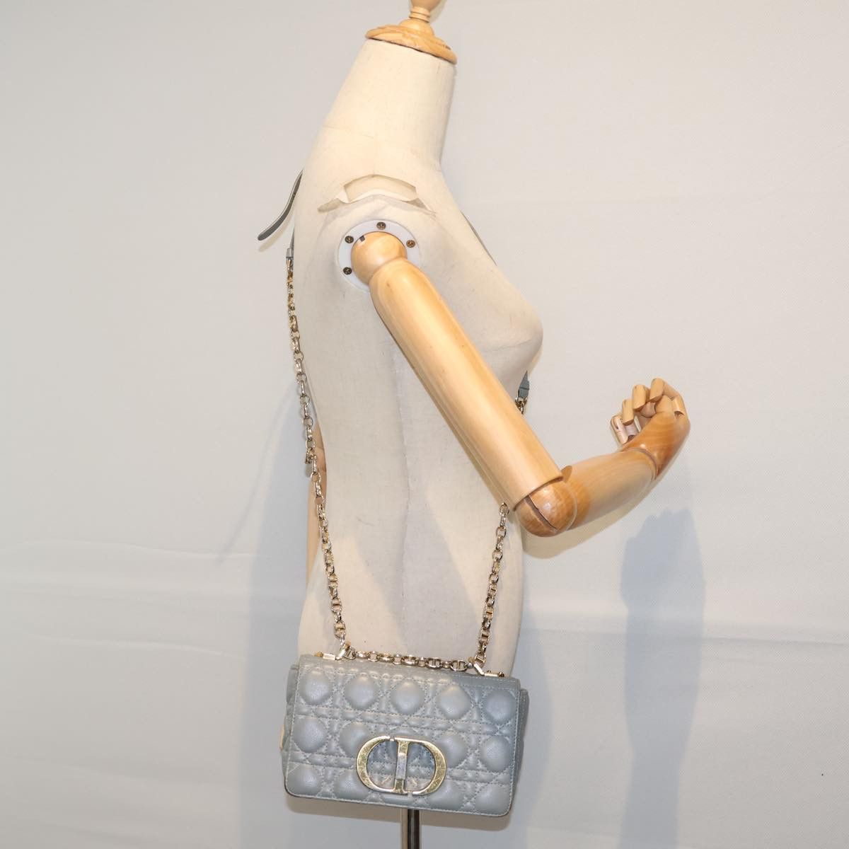 Dior Caro Grey Leather Shoulder Bag (Pre-Owned) Size ONE SIZE - 7 Thumbnail