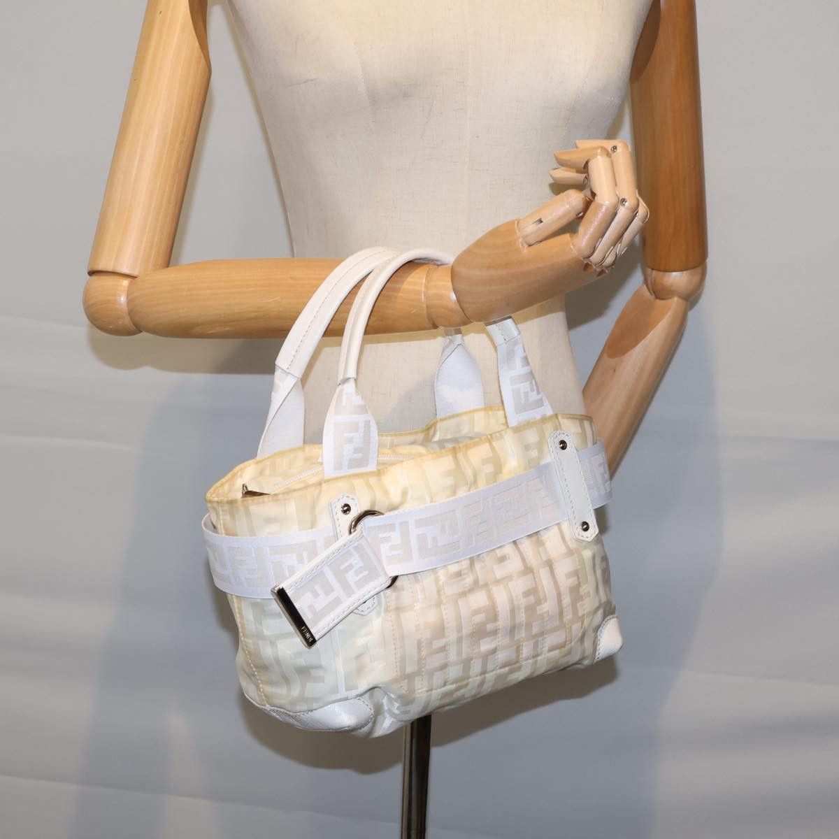 Fendi Zucca White Canvas Handbag (Pre-Owned) Size ONE SIZE - 8 Thumbnail
