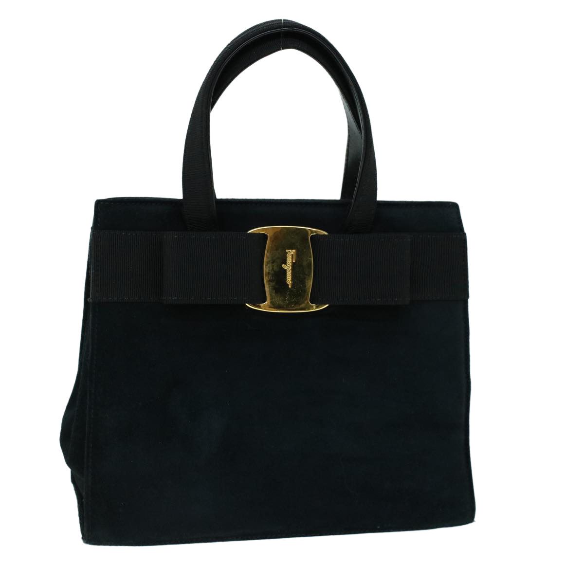 Salvatore Ferragamo Vara Black Suede Handbag (Pre-Owned) Size ONE SIZE - 10 Thumbnail