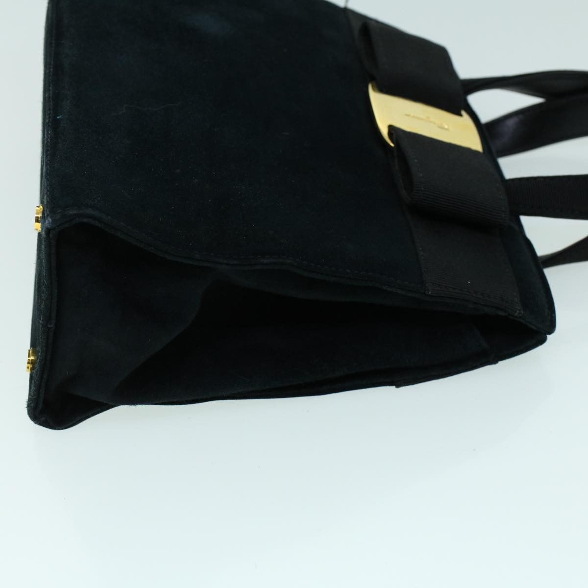 Salvatore Ferragamo Vara Black Suede Handbag (Pre-Owned) Size ONE SIZE - 11 Thumbnail