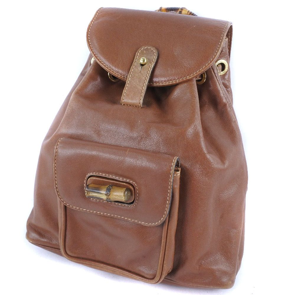 Gucci Bamboo Brown Pony-Style Calfskin Backpack Bag (Pre-Owned) Size ONE SIZE - 6 Thumbnail
