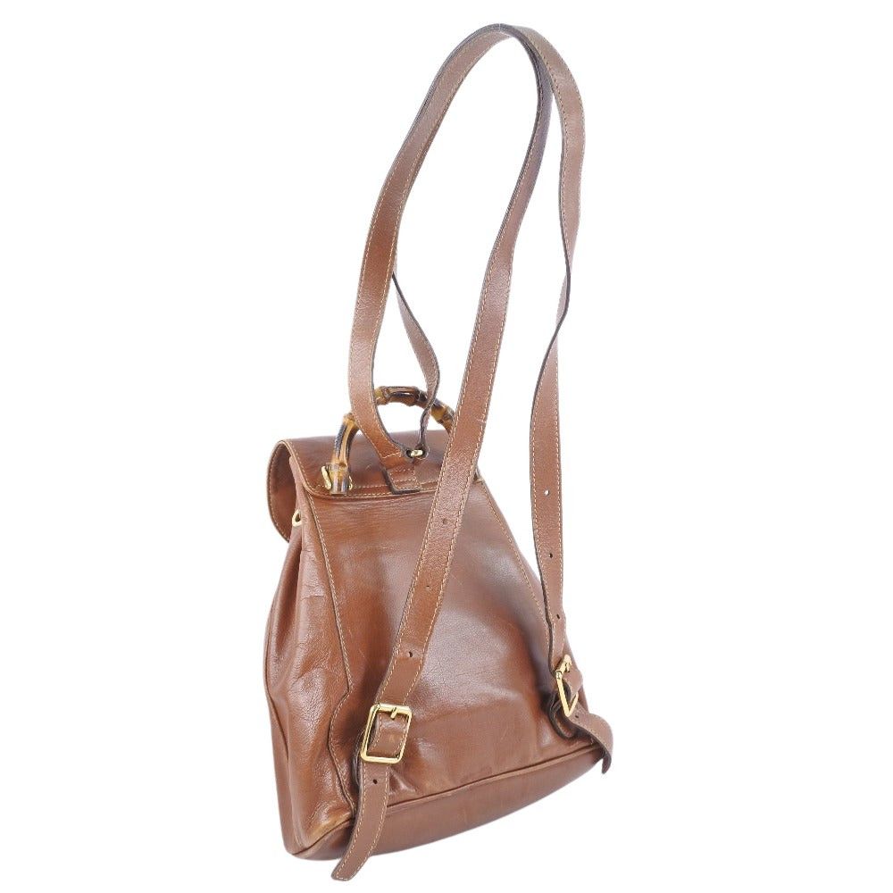 Gucci Bamboo Brown Pony-Style Calfskin Backpack Bag (Pre-Owned) Size ONE SIZE - 2 Thumbnail