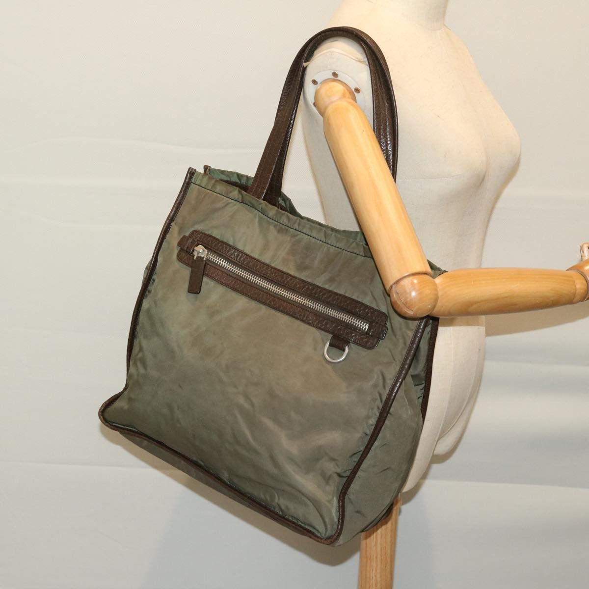 Prada Tessuto Khaki Synthetic Tote Bag (Pre-Owned) Size ONE SIZE - 7 Thumbnail