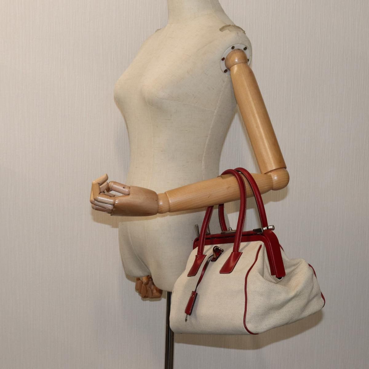 Prada Canapa Beige Canvas Handbag (Pre-Owned) Size ONE SIZE - 7 Thumbnail