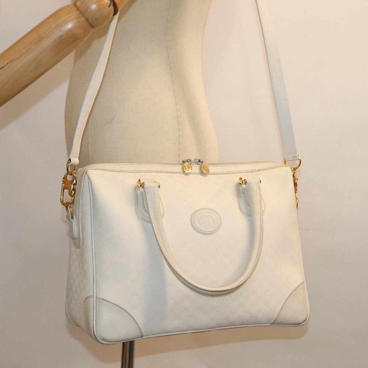 Gucci Gg Canvas White Canvas Handbag (Pre-Owned) Size ONE SIZE - 7 Thumbnail