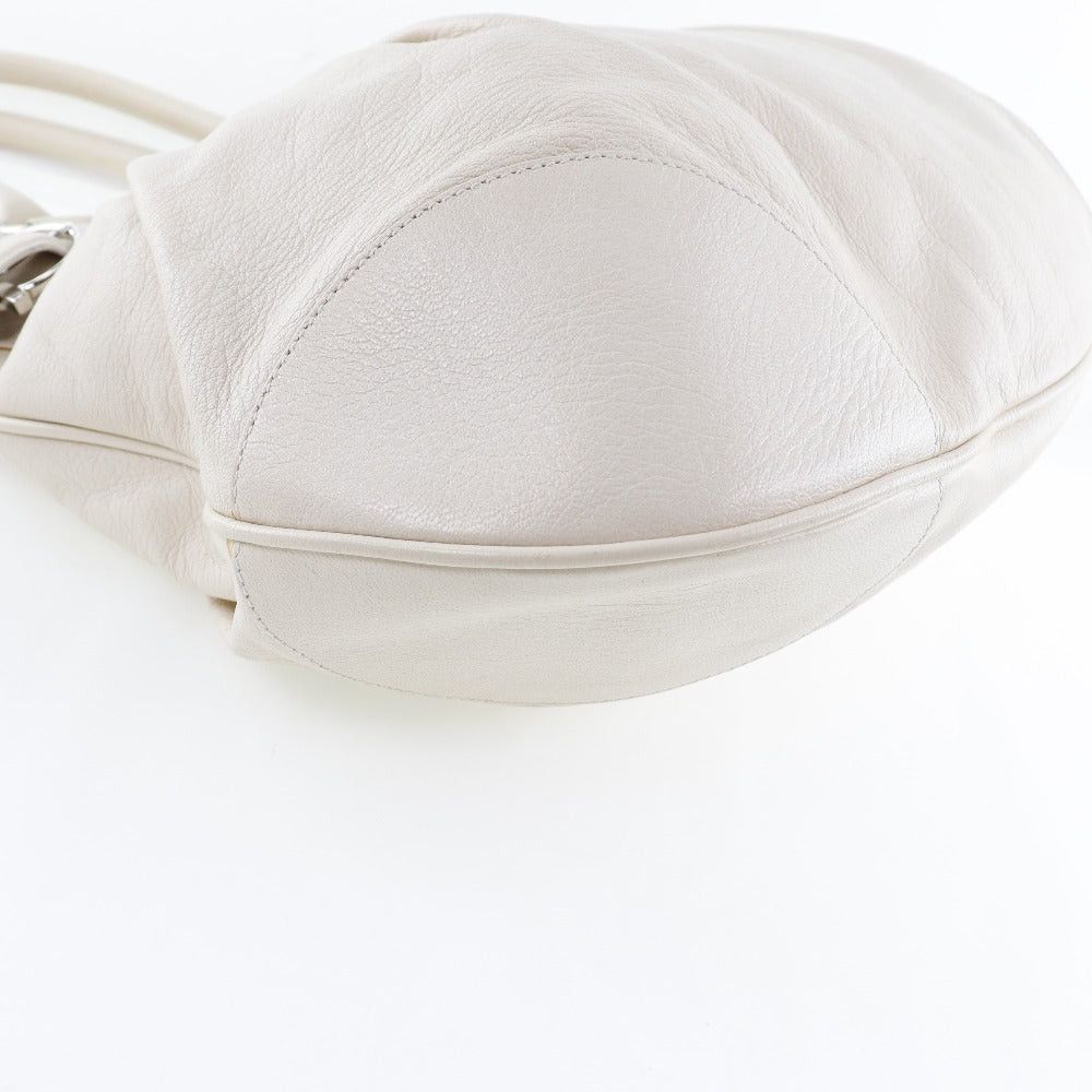 Salvatore Ferragamo Gancini White Leather Shoulder Bag (Pre-Owned) Size ONE SIZE - 3 Thumbnail