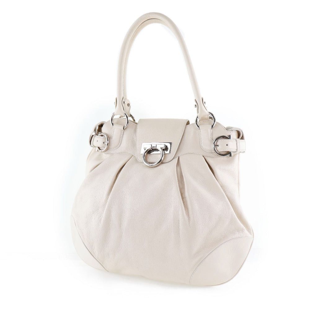 Salvatore Ferragamo Gancini White Leather Shoulder Bag (Pre-Owned) Size ONE SIZE - 4 Thumbnail