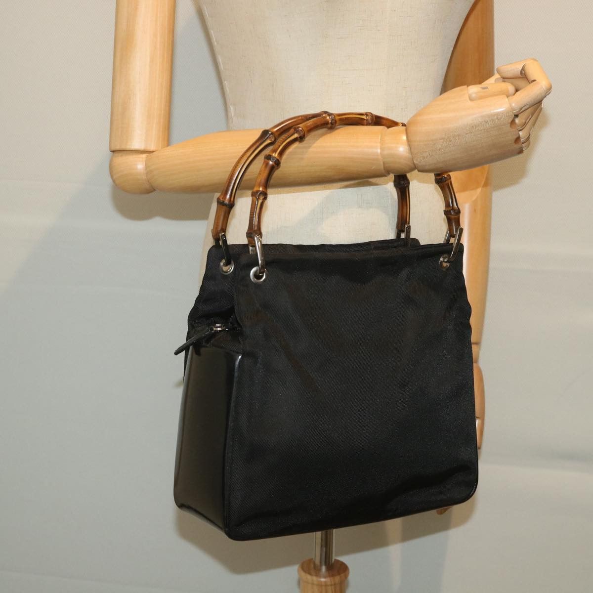 Gucci Bamboo Black Canvas Shoulder Bag (Pre-Owned) Size ONE SIZE - 7 Thumbnail