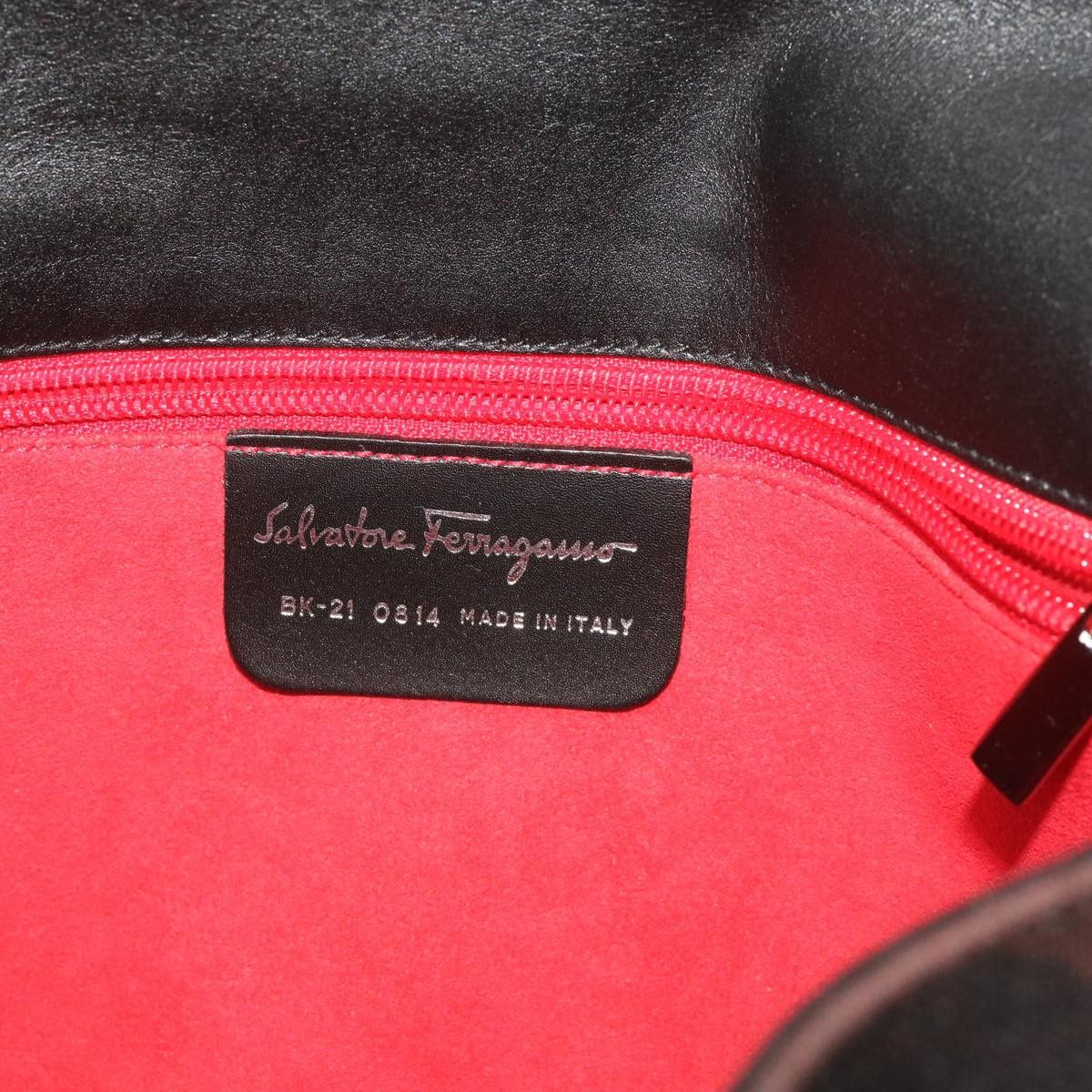 Salvatore Ferragamo Gancini Black Canvas Shoulder Bag (Pre-Owned) Size ONE SIZE - 6 Thumbnail