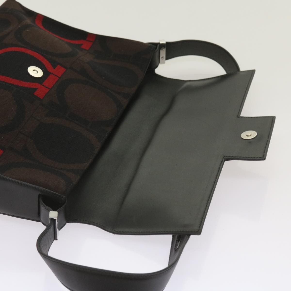 Salvatore Ferragamo Gancini Black Canvas Shoulder Bag (Pre-Owned) Size ONE SIZE - 18 Thumbnail