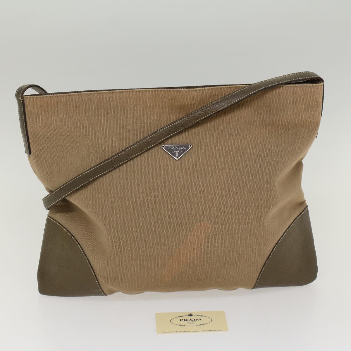 Prada Beige Canvas Shoulder Bag (Pre-Owned) Size ONE SIZE - 9 Thumbnail