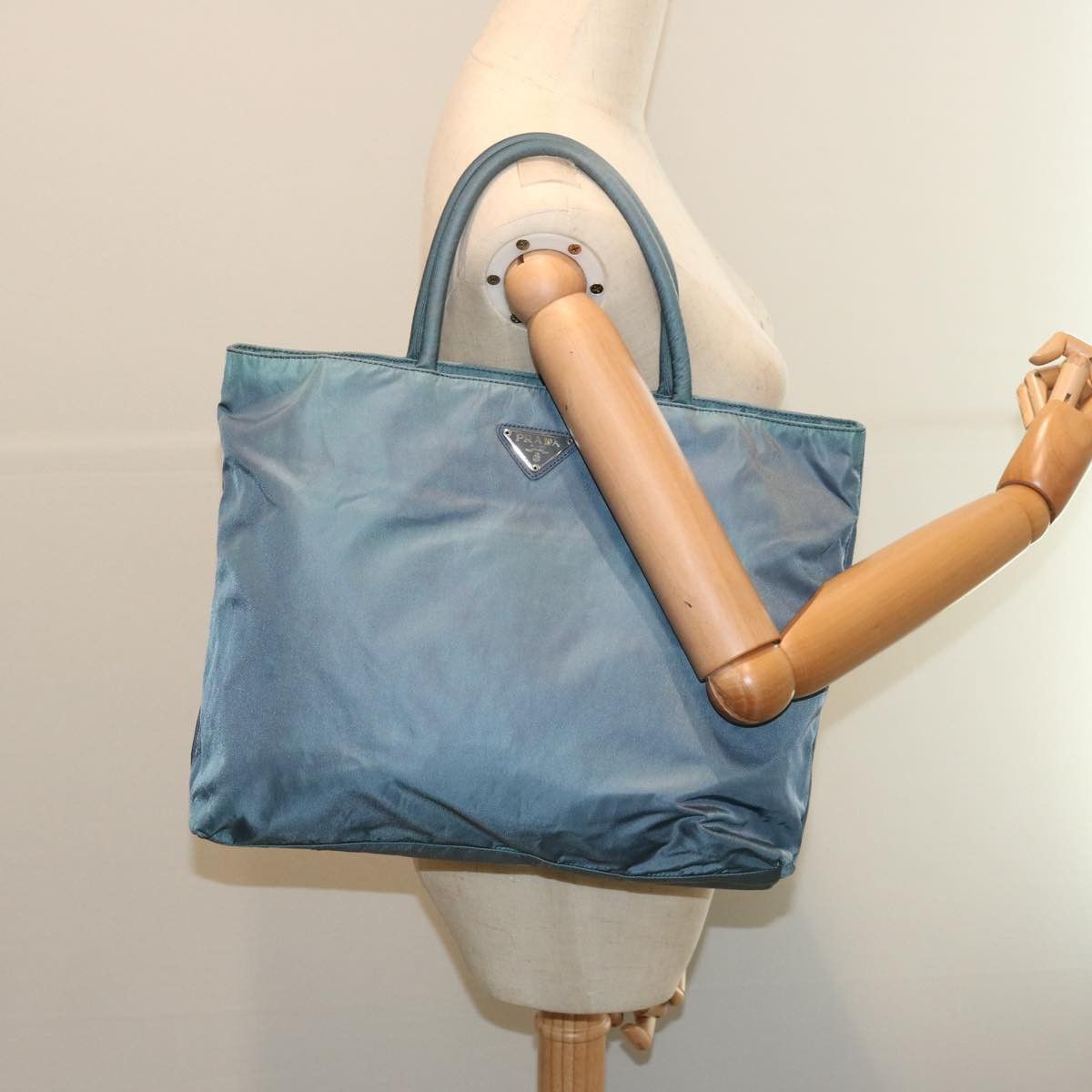 Prada Tessuto Blue Canvas Tote Bag (Pre-Owned) Size ONE SIZE - 7 Thumbnail