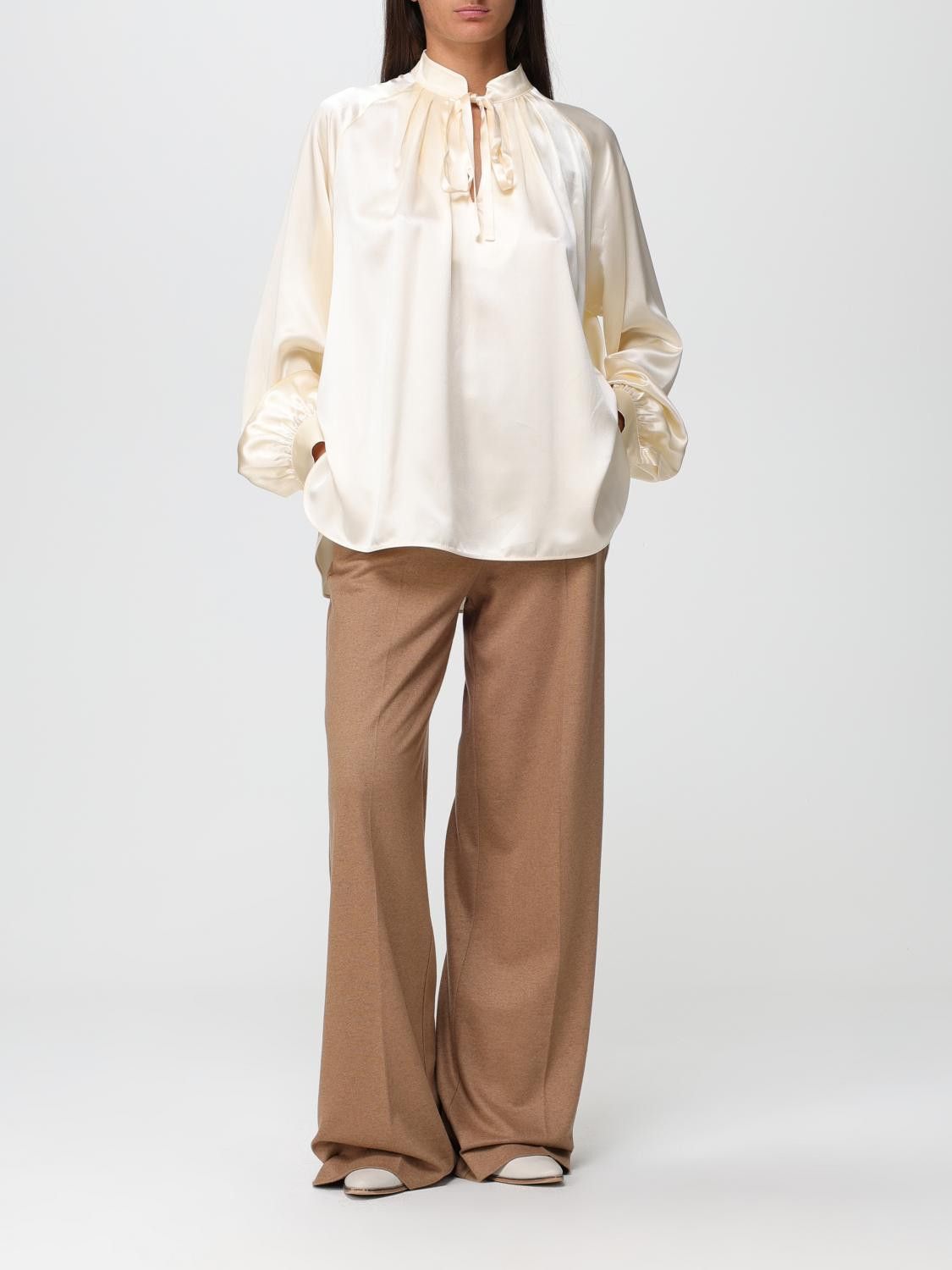 Max Mara Max Mara Shirt Woman Cream Size M / US 6-8 / IT 42-44 - 2 Thumbnail