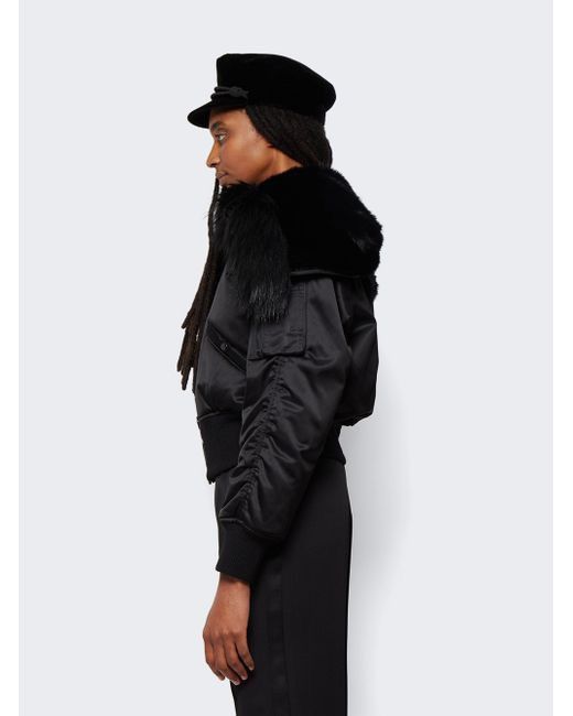 Saint Laurent Paris Bomber Jacket in satin and animal-free fur Size S / US 4 / IT 40 - 3 Thumbnail