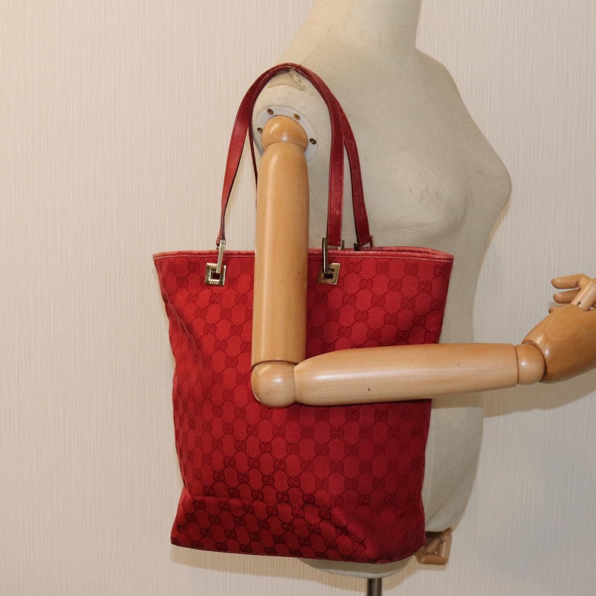 Gucci Gg Canvas Red Canvas Tote Bag (Pre-Owned) Size ONE SIZE - 7 Thumbnail