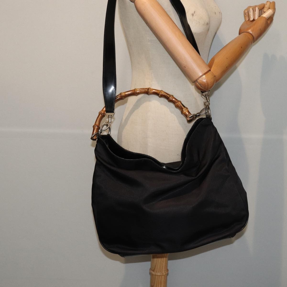 Gucci Bamboo Black Synthetic Handbag (Pre-Owned) Size ONE SIZE - 7 Thumbnail