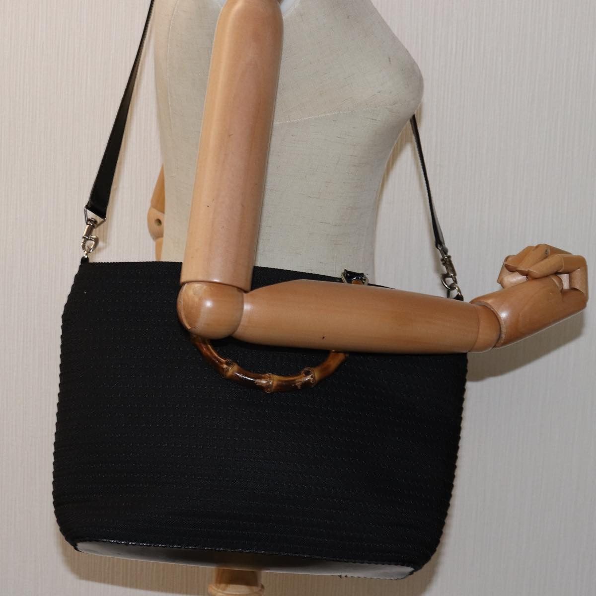 Gucci Bamboo Black Canvas Handbag (Pre-Owned) Size ONE SIZE - 9 Thumbnail