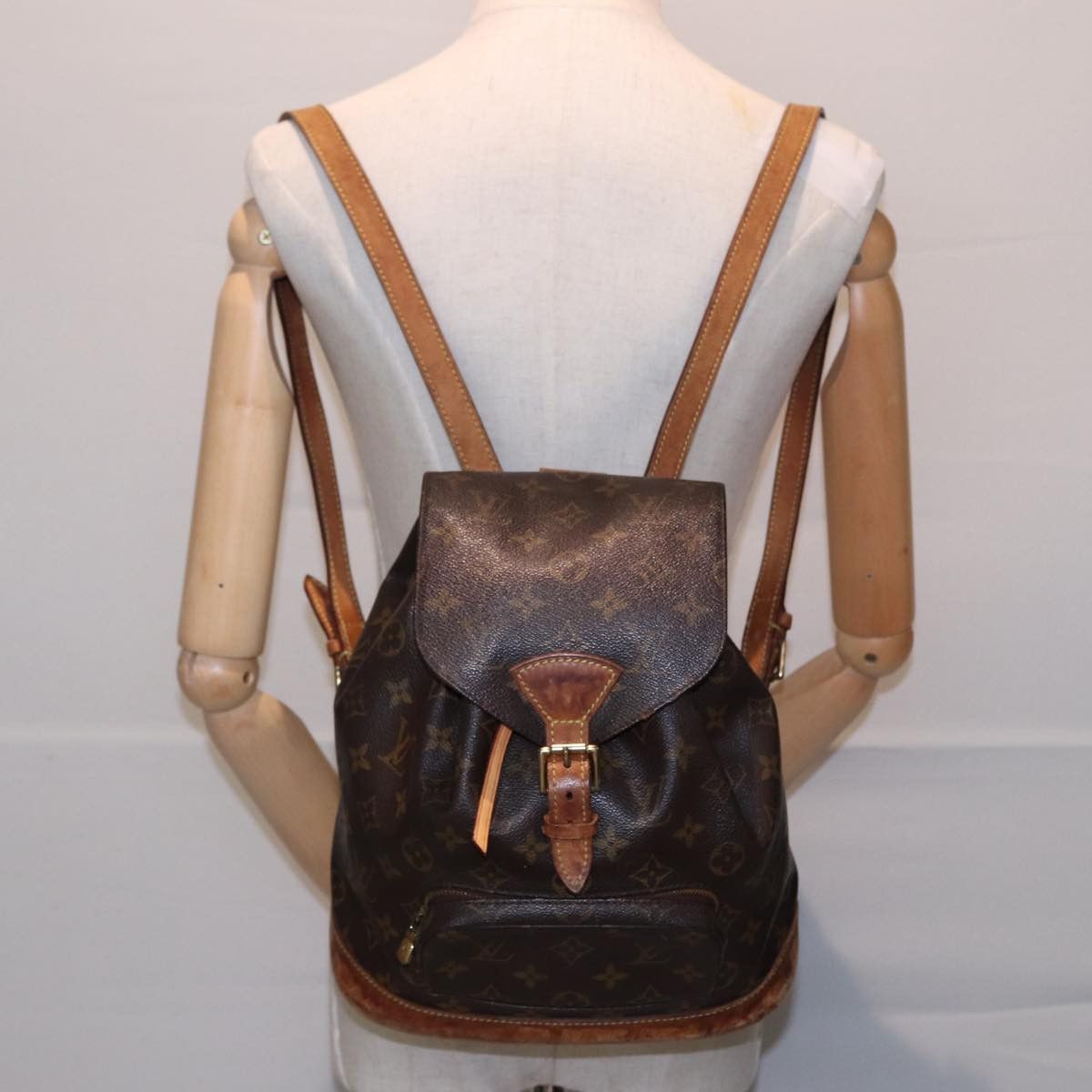 Louis Vuitton Montsouris Mm Brown Canvas Backpack Bag (Pre-Owned) Size ONE SIZE - 7 Thumbnail
