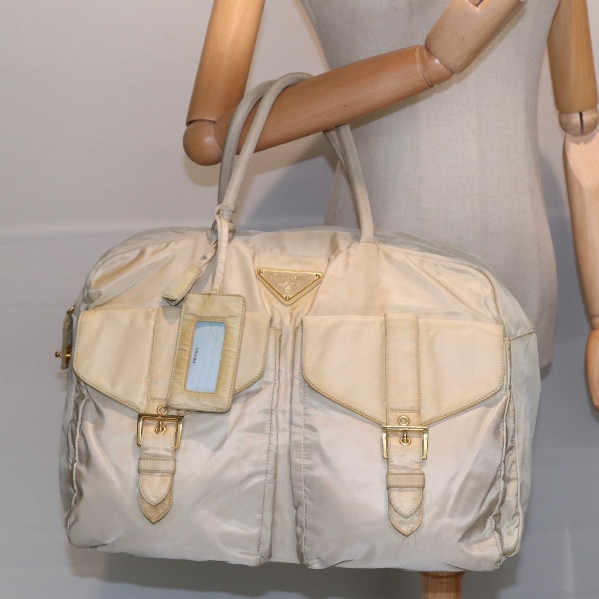 Prada Tessuto Beige Synthetic Handbag (Pre-Owned) Size ONE SIZE - 18 Thumbnail