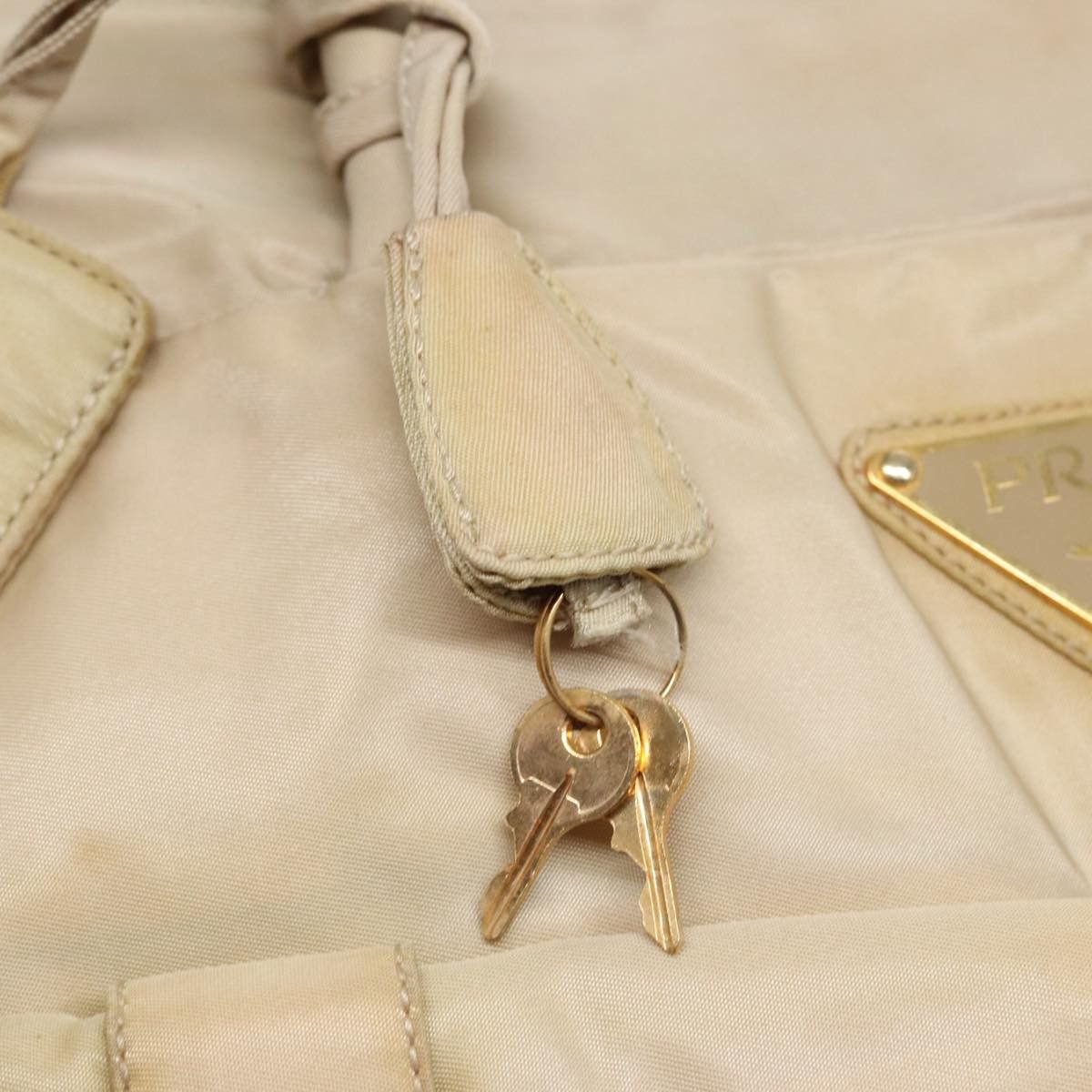 Prada Tessuto Beige Synthetic Handbag (Pre-Owned) Size ONE SIZE - 17 Thumbnail