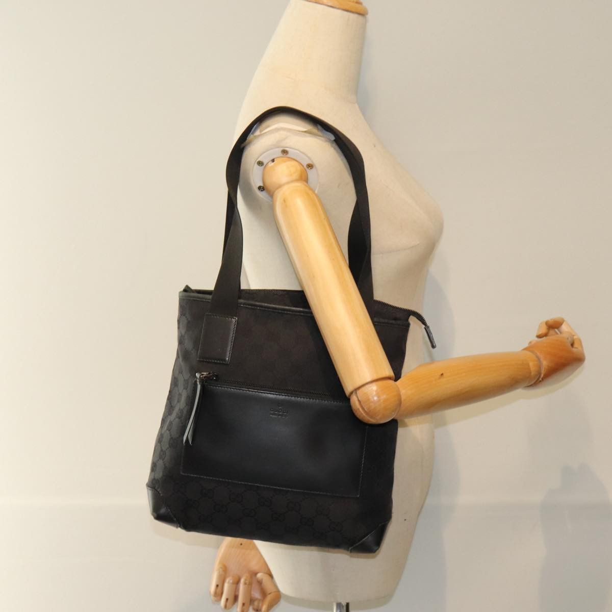Gucci Gg Canvas Black Canvas Tote Bag (Pre-Owned) Size ONE SIZE - 7 Thumbnail