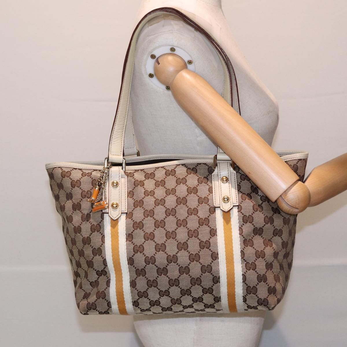 Gucci Sherry Beige Canvas Tote Bag (Pre-Owned) Size ONE SIZE - 7 Thumbnail