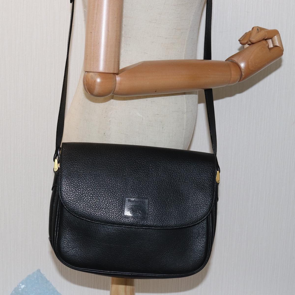 Burberry Nova Check Black Leather Shoulder Bag (Pre-Owned) Size ONE SIZE - 7 Thumbnail