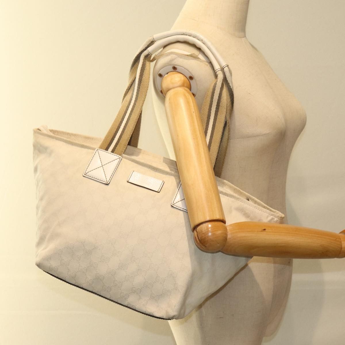 Gucci Gg Canvas White Canvas Tote Bag (Pre-Owned) Size ONE SIZE - 7 Thumbnail