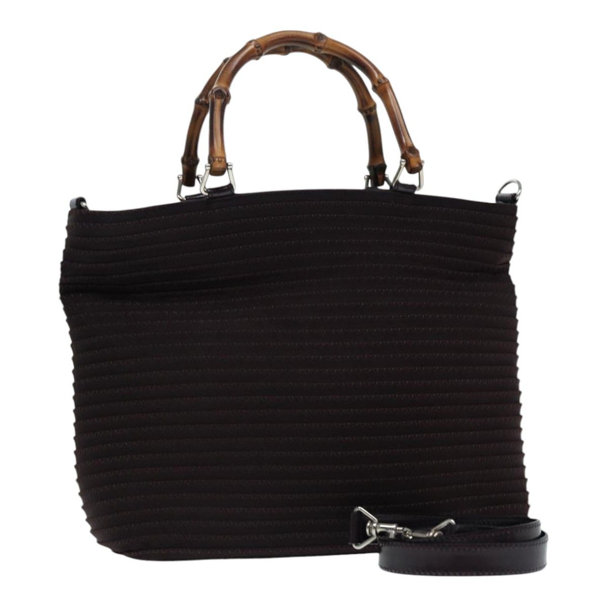 Gucci Bamboo Black Canvas Shoulder Bag (Pre-Owned) Size ONE SIZE - 9 Thumbnail