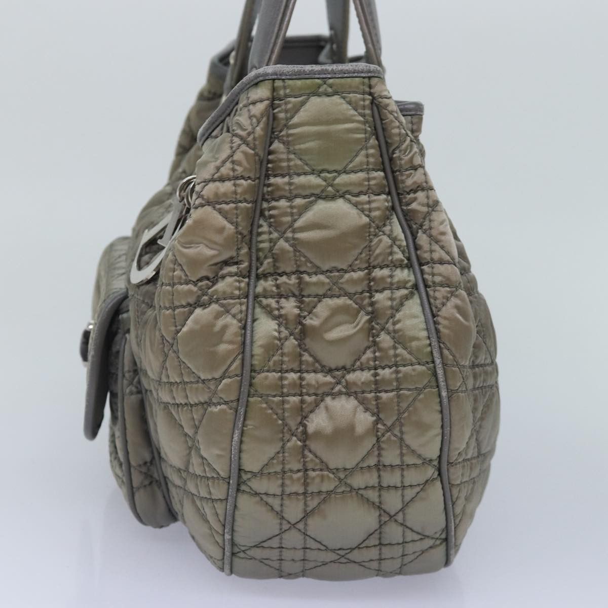 Dior Cannage Lady Grey Synthetic Handbag (Pre-Owned) Size ONE SIZE - 4 Thumbnail