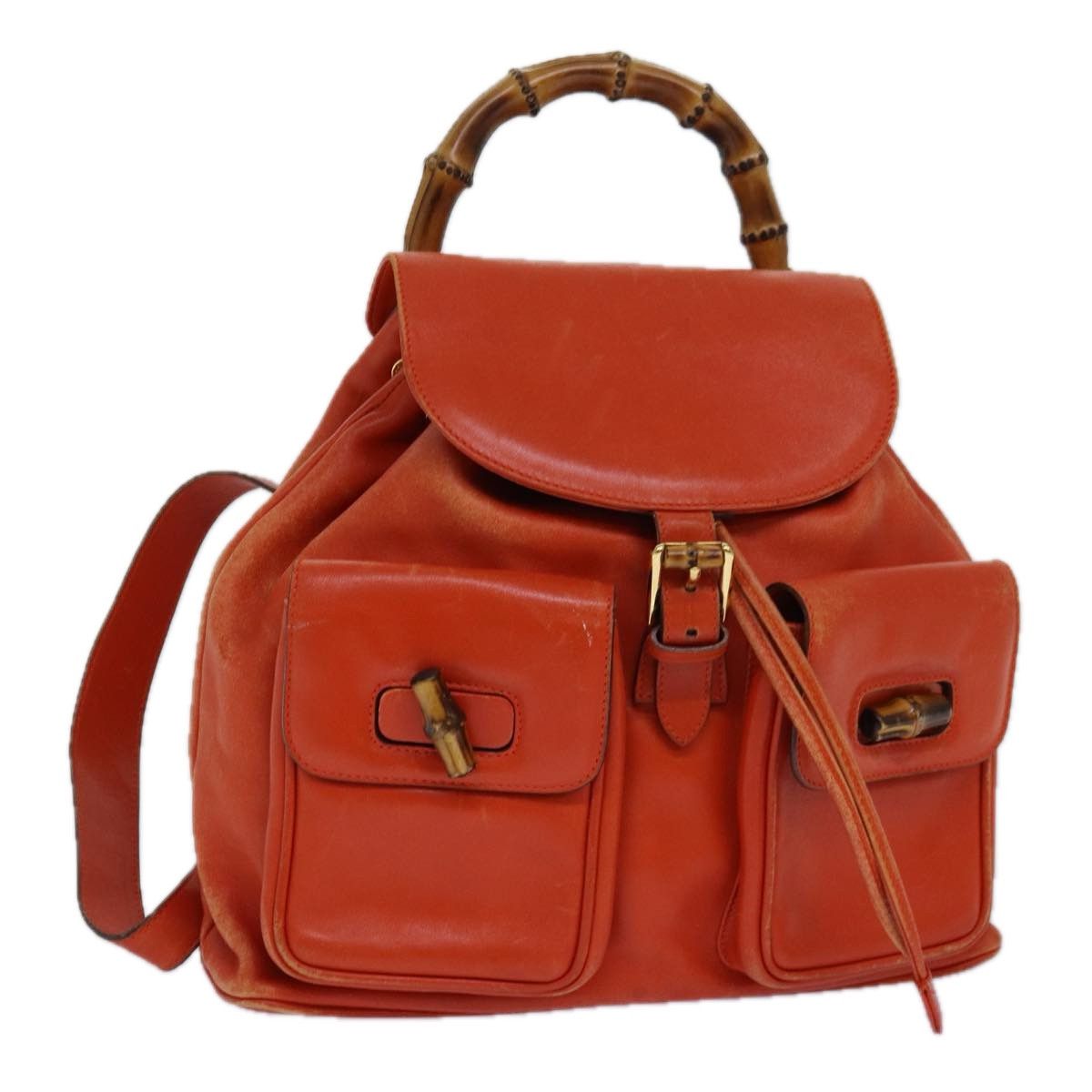 Gucci Bamboo Orange Leather Backpack Bag (Pre-Owned) Size ONE SIZE - 19 Thumbnail