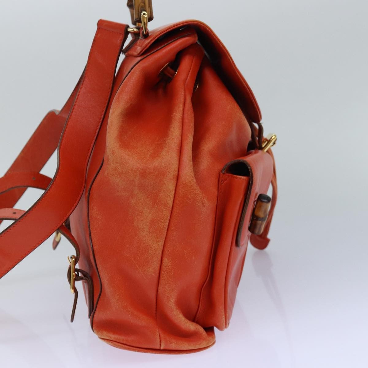 Gucci Bamboo Orange Leather Backpack Bag (Pre-Owned) Size ONE SIZE - 10 Thumbnail
