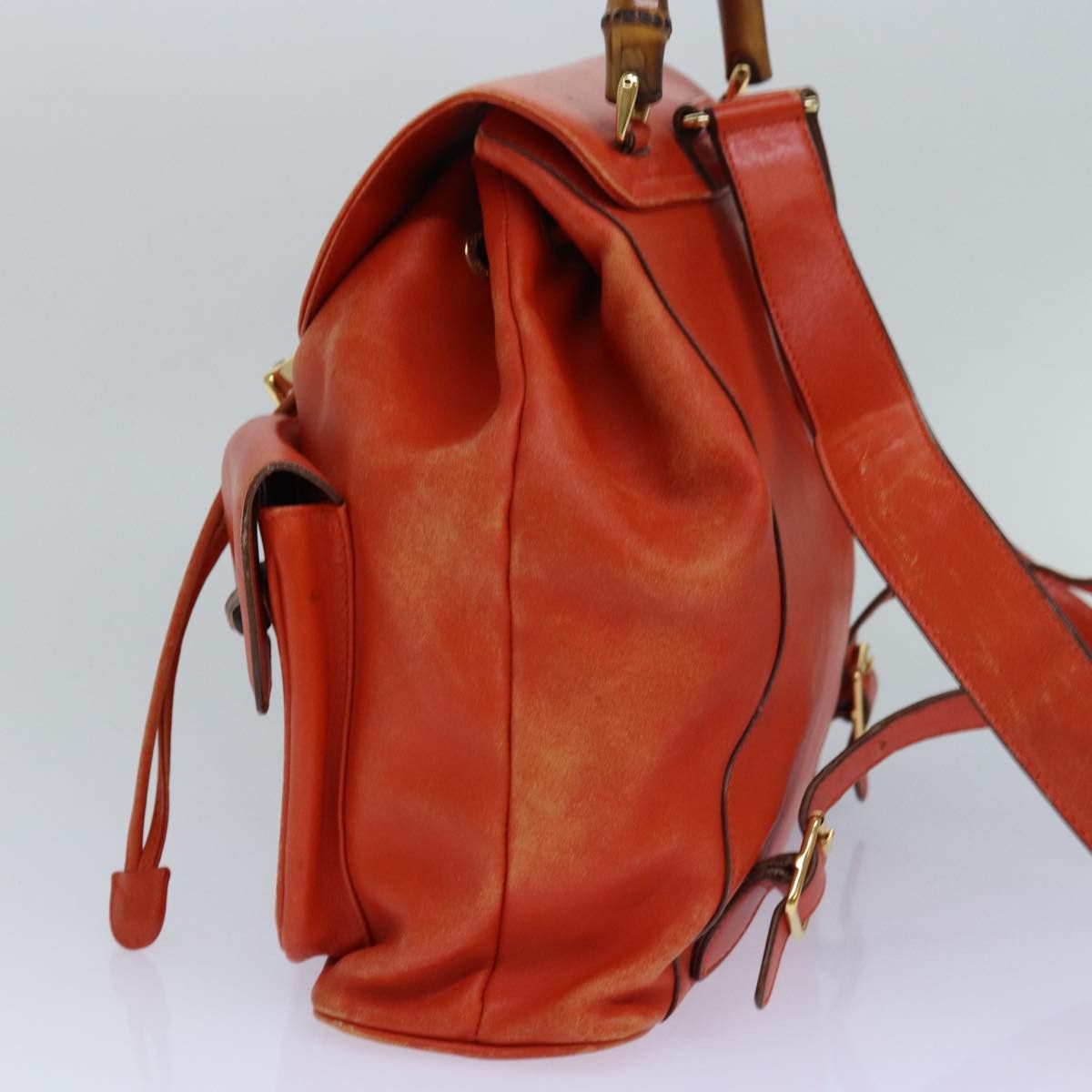 Gucci Bamboo Orange Leather Backpack Bag (Pre-Owned) Size ONE SIZE - 9 Thumbnail