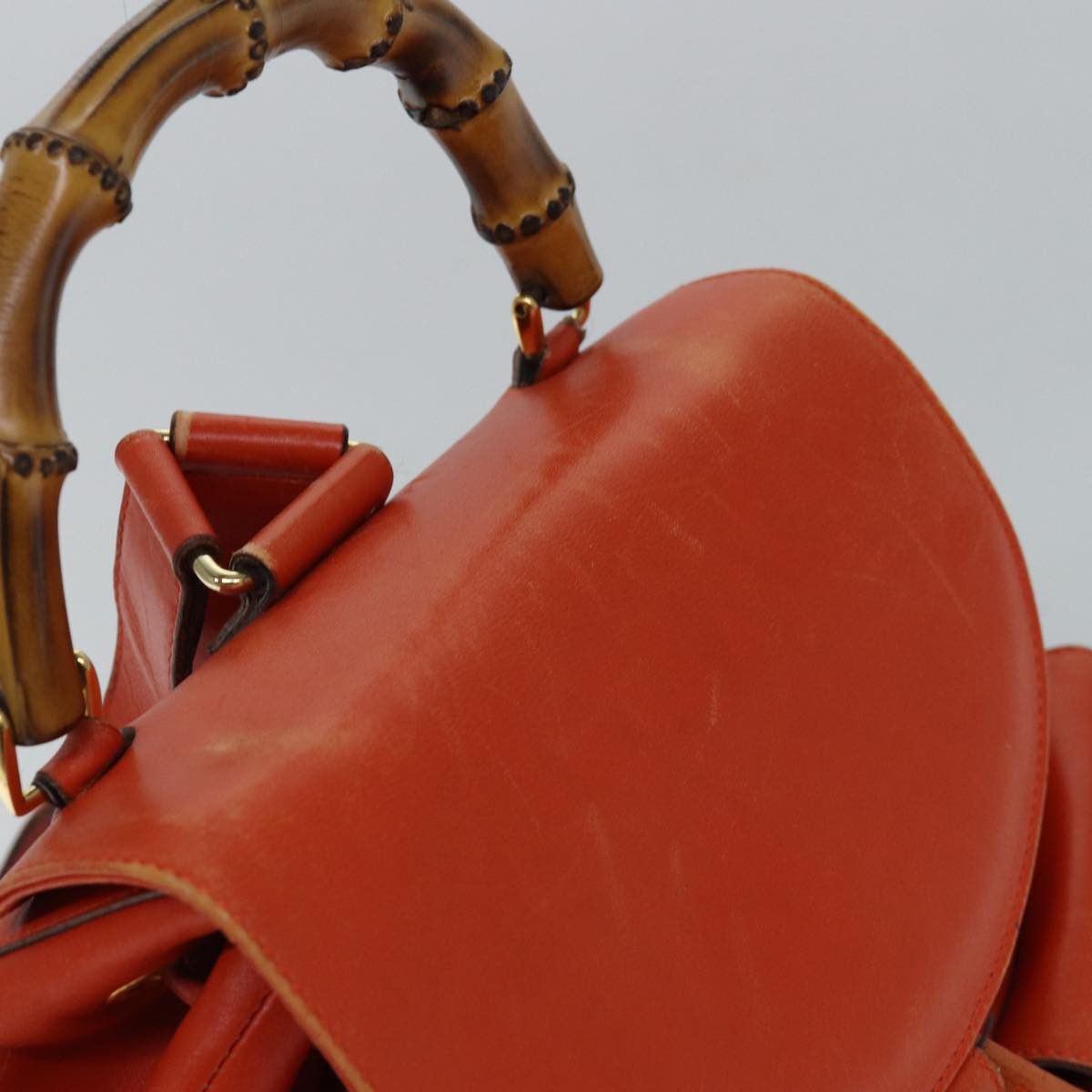 Gucci Bamboo Orange Leather Backpack Bag (Pre-Owned) Size ONE SIZE - 4 Thumbnail
