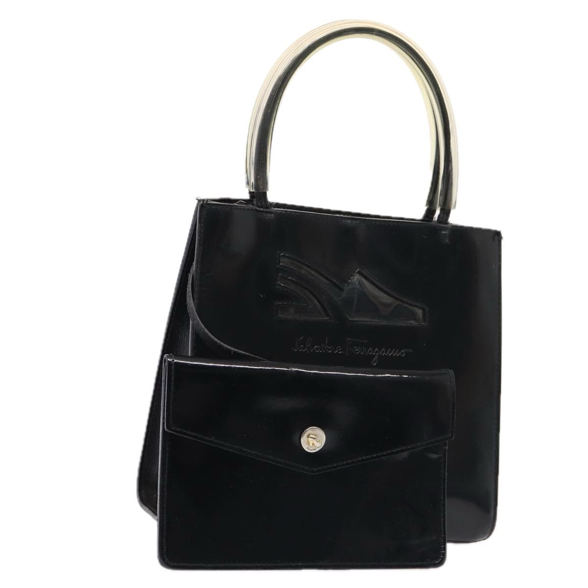 Salvatore Ferragamo Black Leather Handbag (Pre-Owned) Size ONE SIZE - 8 Thumbnail