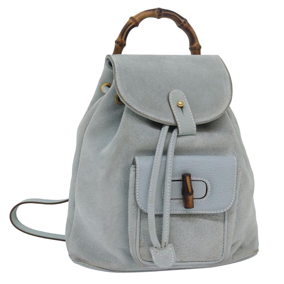 Gucci Bamboo Blue Suede Backpack Bag (Pre-Owned) Size ONE SIZE - 14 Thumbnail