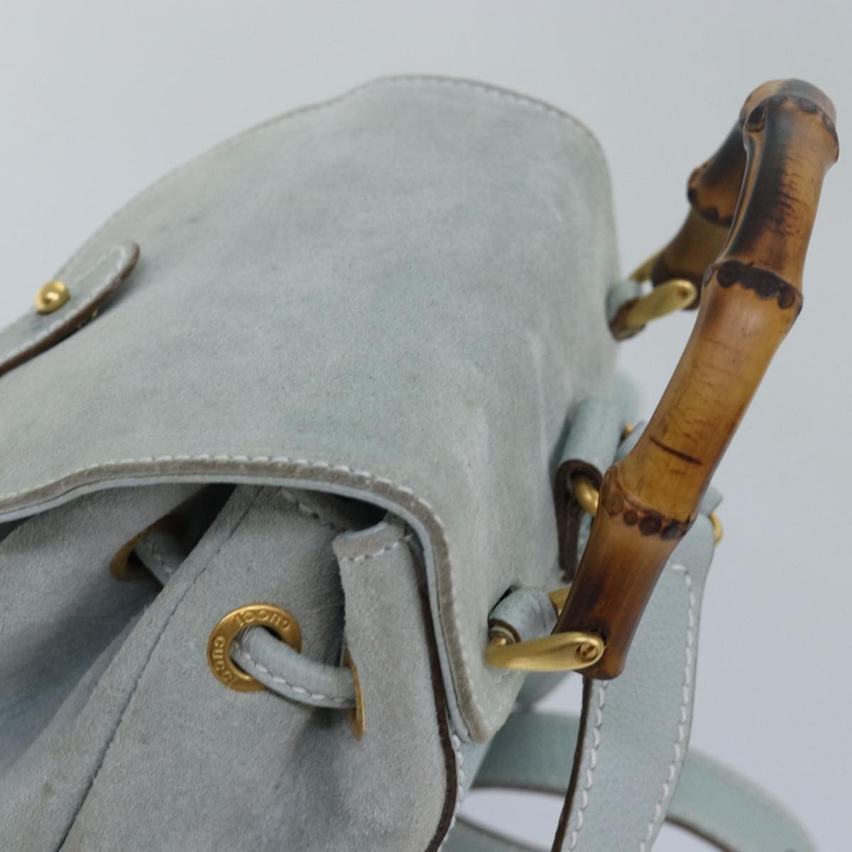 Gucci Bamboo Blue Suede Backpack Bag (Pre-Owned) Size ONE SIZE - 4 Thumbnail