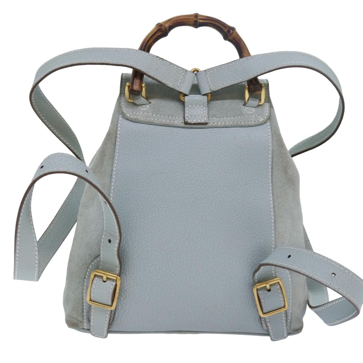 Gucci Bamboo Blue Suede Backpack Bag (Pre-Owned) Size ONE SIZE - 2 Thumbnail