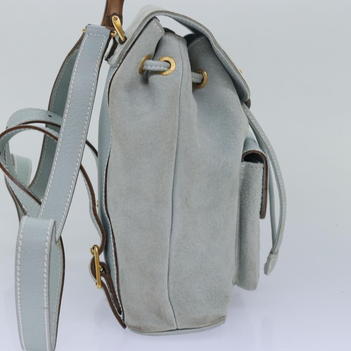 Gucci Bamboo Blue Suede Backpack Bag (Pre-Owned) Size ONE SIZE - 9 Thumbnail