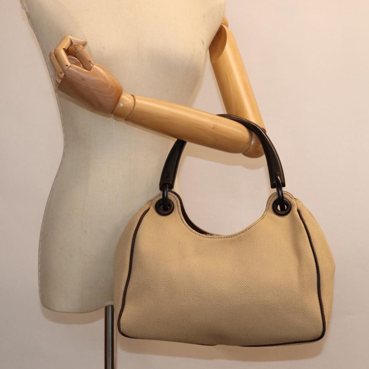 Gucci -- Beige Canvas Handbag (Pre-Owned) Size ONE SIZE - 9 Thumbnail