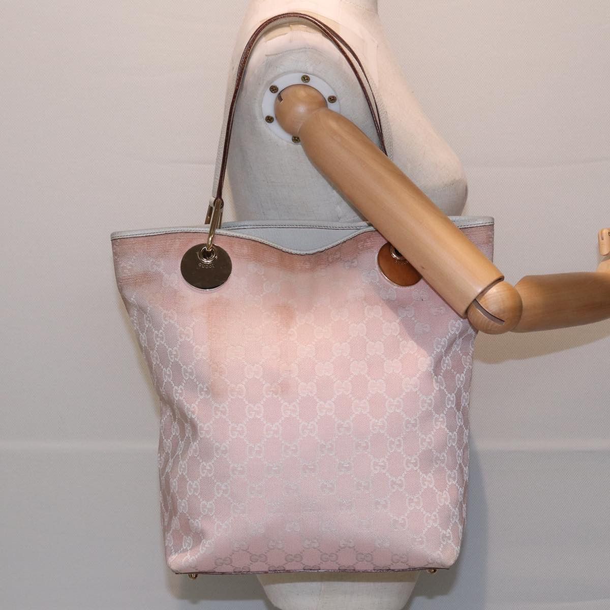 Gucci Gg Pattern Pink Canvas Tote Bag (Pre-Owned) Size ONE SIZE - 14 Thumbnail