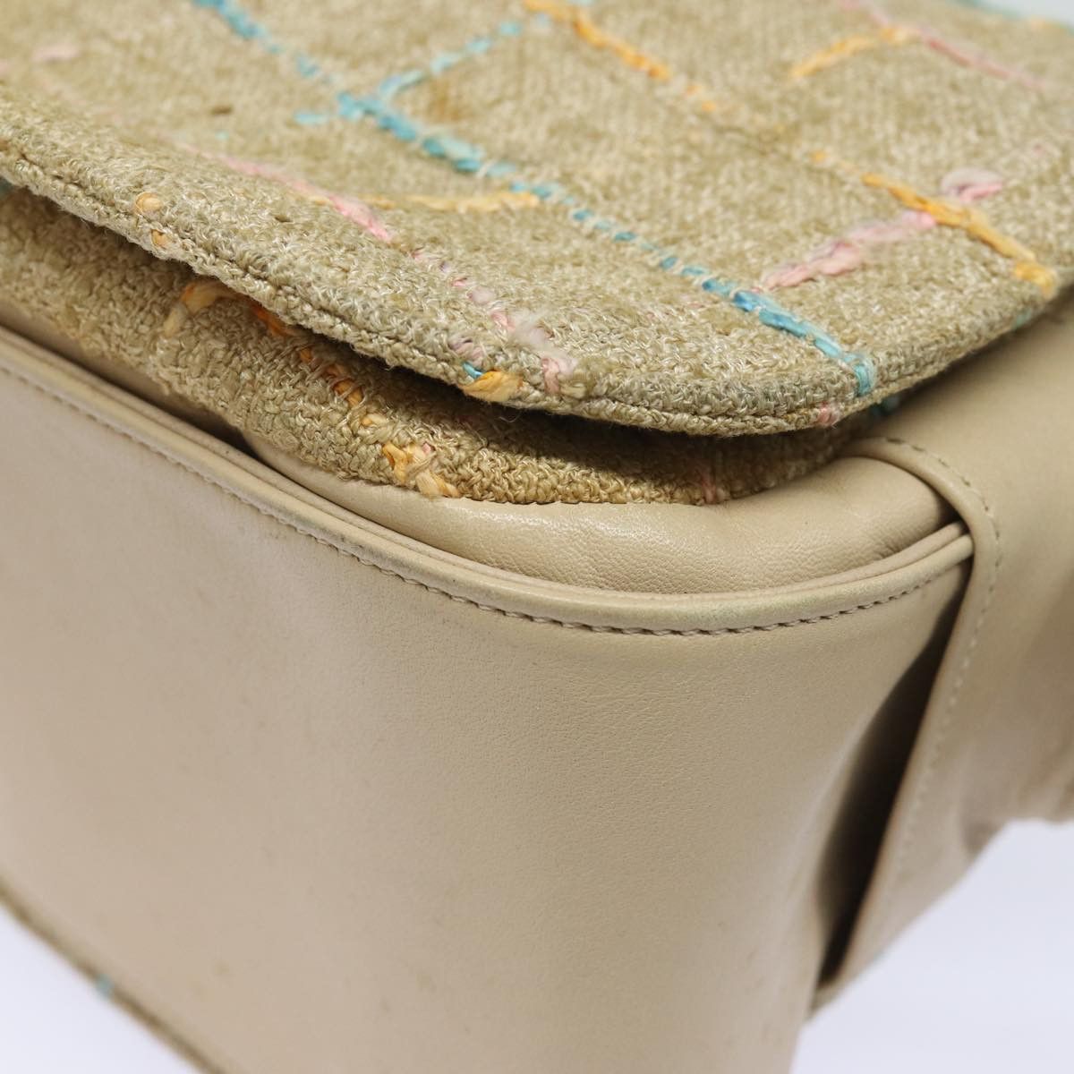 Chanel Single Flap Beige Wool Shoulder Bag (Pre-Owned) Size ONE SIZE - 18 Thumbnail