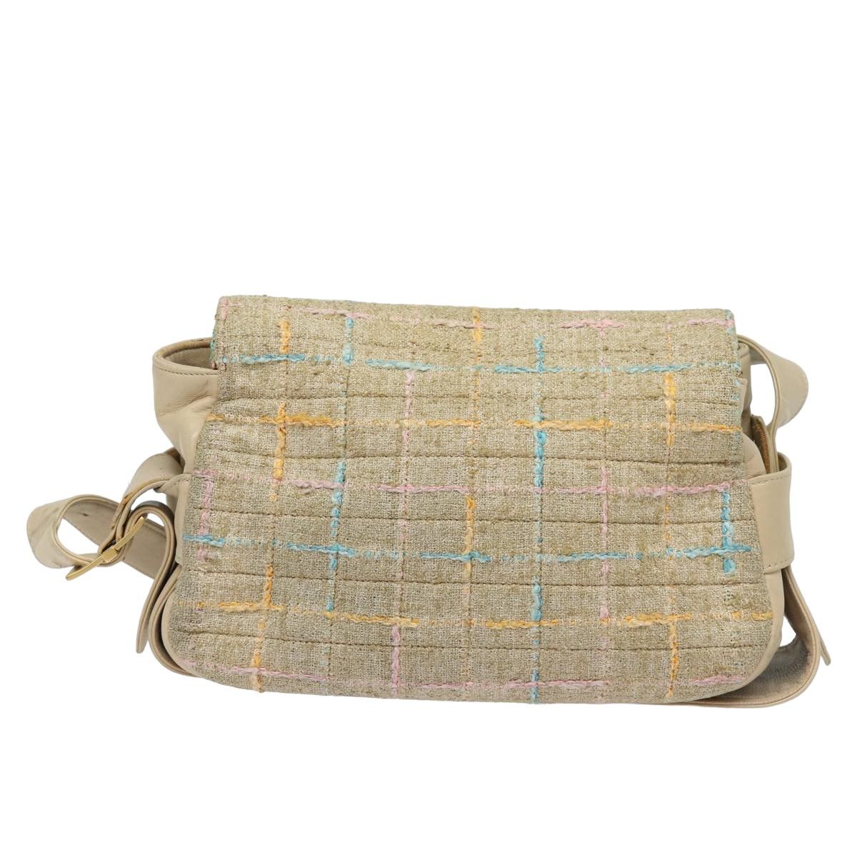 Chanel Single Flap Beige Wool Shoulder Bag (Pre-Owned) Size ONE SIZE - 2 Thumbnail