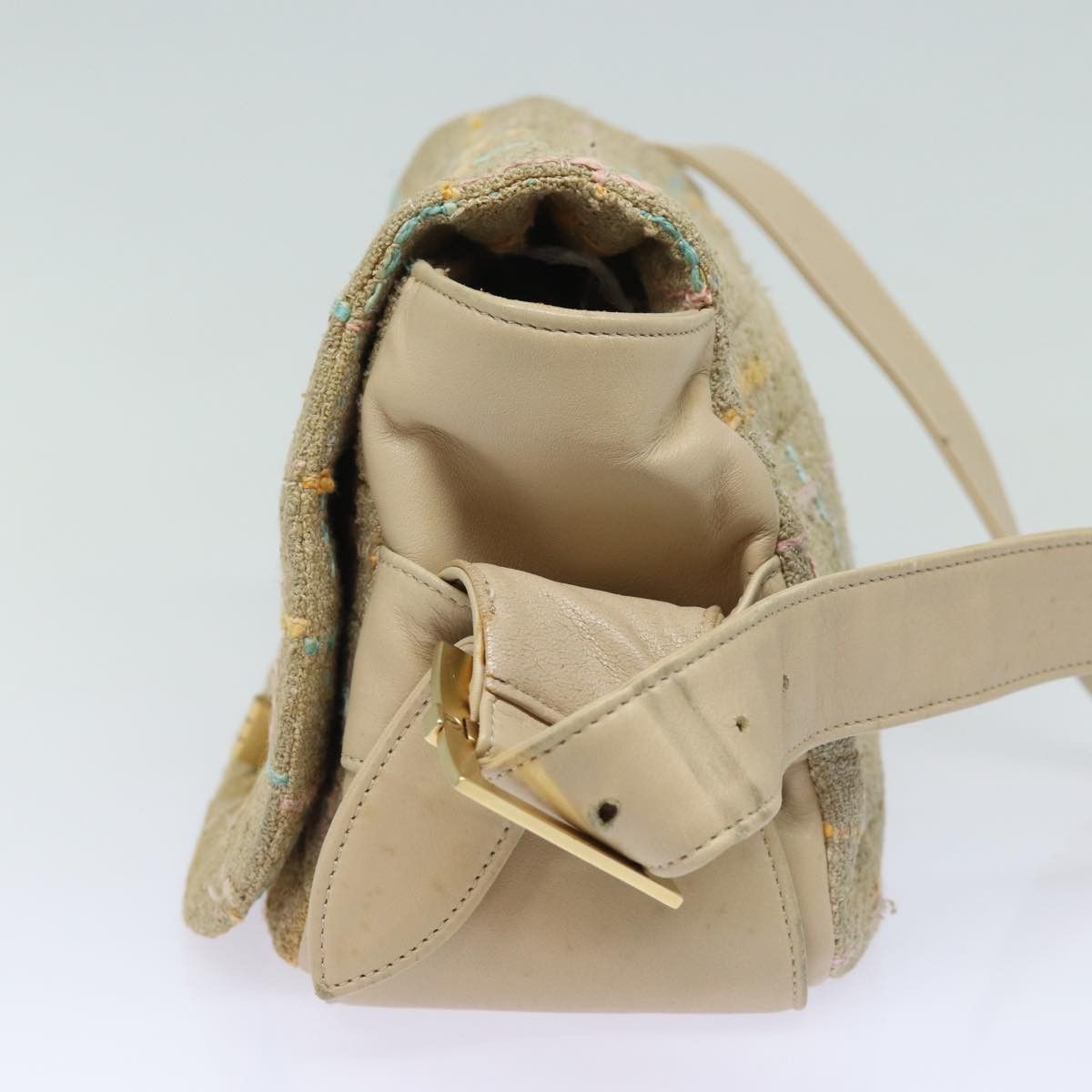 Chanel Single Flap Beige Wool Shoulder Bag (Pre-Owned) Size ONE SIZE - 10 Thumbnail