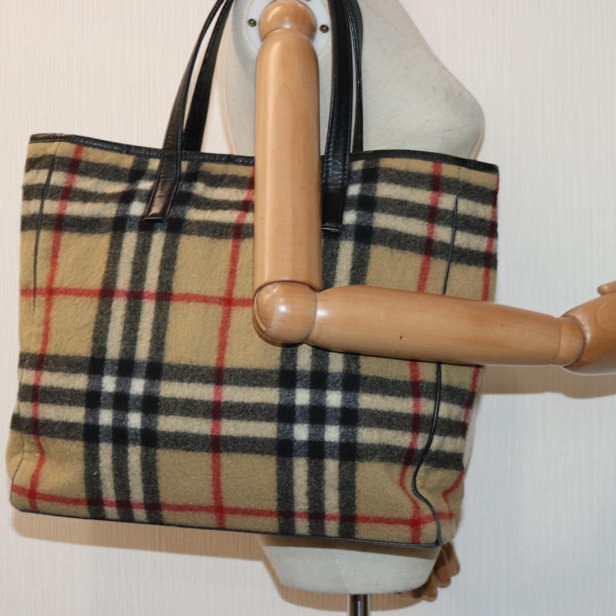 Burberry Nova Check Beige Wool Shoulder Bag (Pre-Owned) Size ONE SIZE - 14 Thumbnail