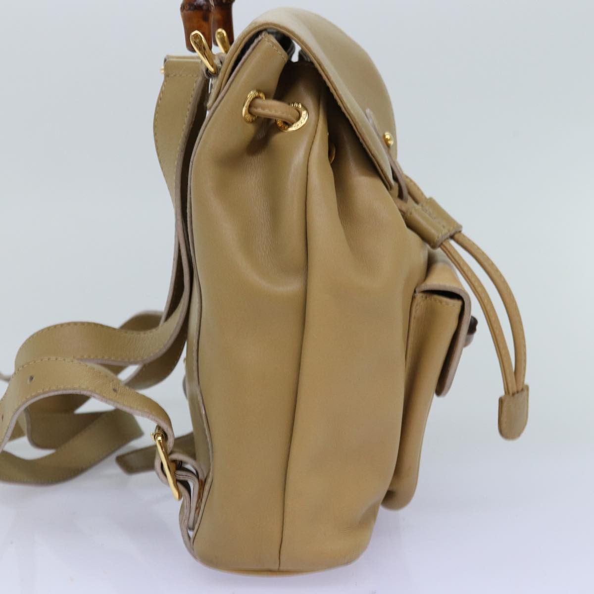 Gucci Bamboo Beige Leather Backpack Bag (Pre-Owned) Size ONE SIZE - 4 Thumbnail