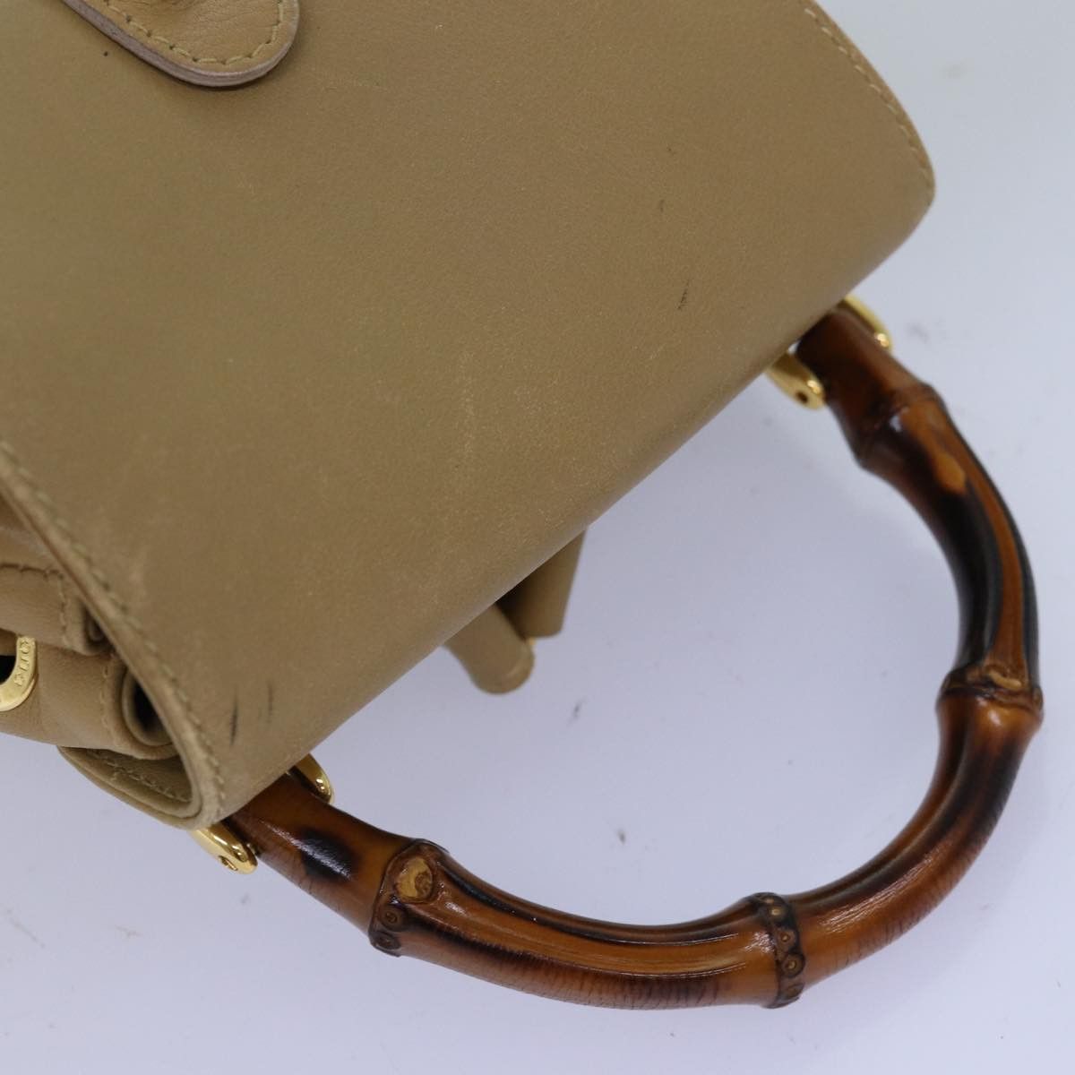 Gucci Bamboo Beige Leather Backpack Bag (Pre-Owned) Size ONE SIZE - 9 Thumbnail