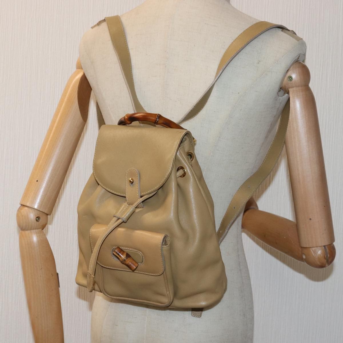 Gucci Bamboo Beige Leather Backpack Bag (Pre-Owned) Size ONE SIZE - 7 Thumbnail